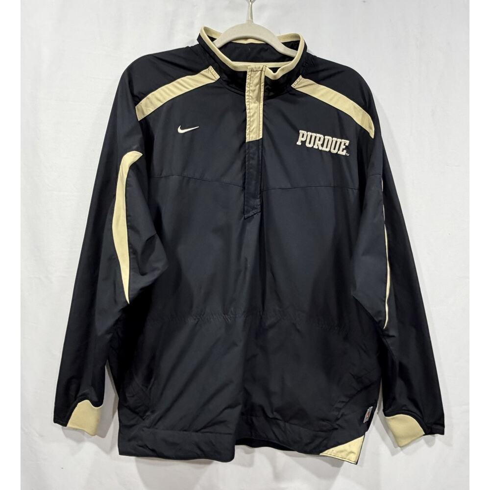 Vtg Nike Storm Fit Purdue Boilermakers 1/4 Zip Windbreaker Jacket Sz L Mens